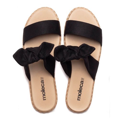Rasteira Feminina Moleca Slide Camurça Preto