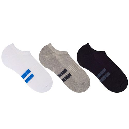 Kit c/3 Meias Esportivas Selene Cano Curto Branco/Mescla/Preto