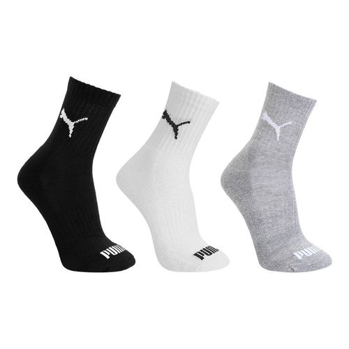 Kit c/3 Meias Femininas Puma Cano Médio Preto/Cinza/Branco