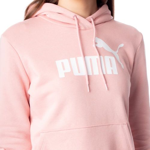Moletom Feminino Puma Essentials Logo Hoodie Rosa Claro/Branco