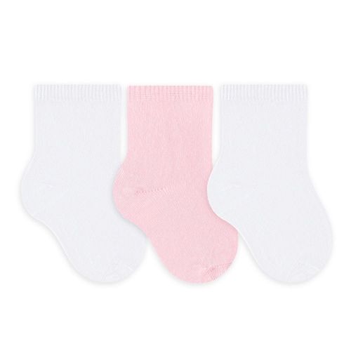 Kit com 3 Pares de Meias Selene Para Bebê Menina Branco/Rosa