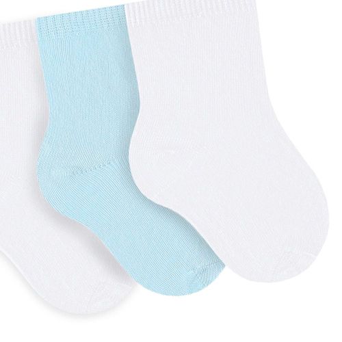Kit com 3 Pares de Meias Selene Para Bebê Menino Branco/Azul