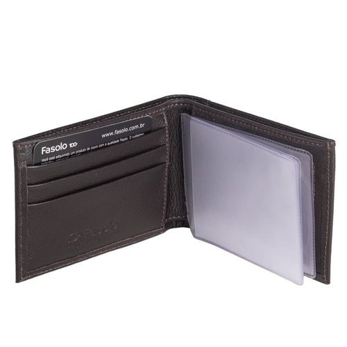 Carteira Masculina de Couro Fasolo Soft Anil H062143 Café
