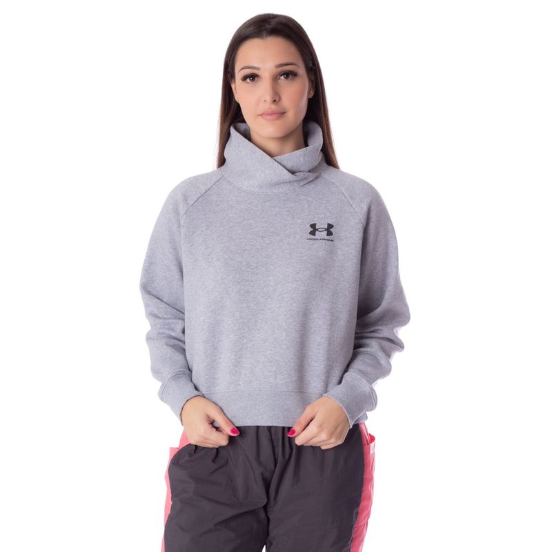 Compre na Radan: Moletom Feminino Under Armour Rival Fleece Wrap Neck Cinza  - Lojas Radan