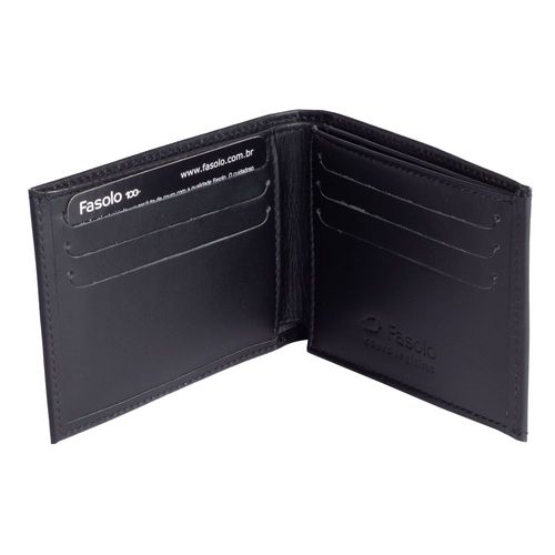 Carteira Masculina Fasolo em Couro Casual H055033 Preto