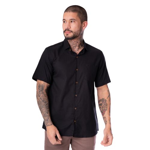 Camisa Masculina Amil Ciano Manga Curta Preta