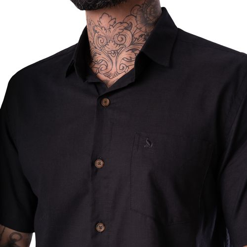 Camisa Masculina Amil Ciano Manga Curta Preta