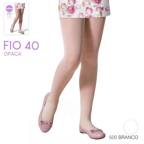 Meia Calça Infantil Selene Fio 40 Opaca Branca