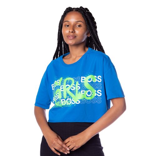 Camiseta Cropped Feminina Nega Rio Girls Boss Azul