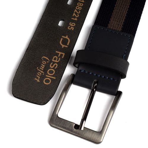 Cinto Masculino Elastico Com Ponteira De Couro Fasolo G188221 Azul Marinho