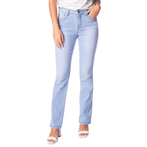 Calça Jeans Feminina Pitt Reta Cintura Média Azul Claro