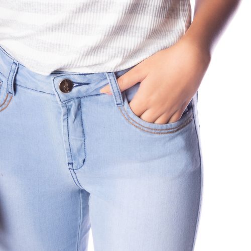 Calça Jeans Feminina Pitt Reta Cintura Média Azul Claro