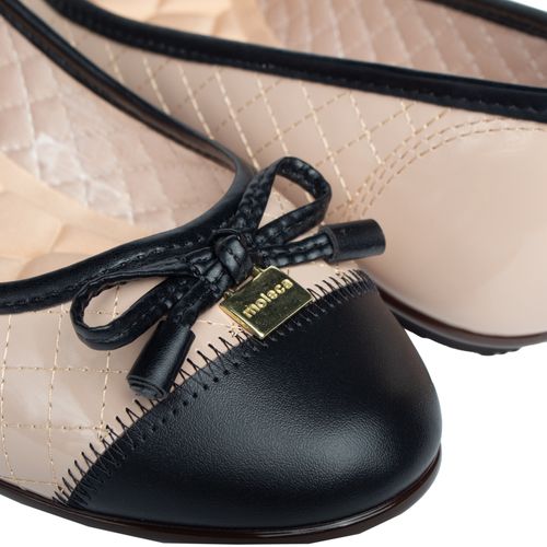 Sapatilha Feminina Moleca Verniz Bege/preta