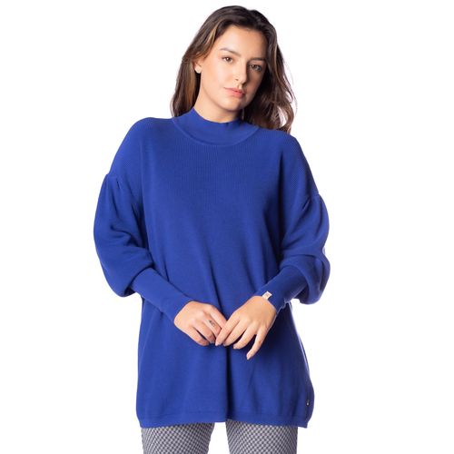 Blusa Feminina Biamar em Tricot com Mangas Bufantes Azul