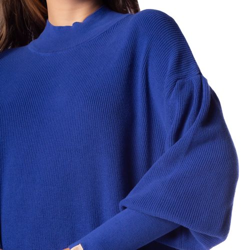Blusa Feminina Biamar em Tricot com Mangas Bufantes Azul