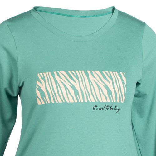 Blusa Feminina Plus Size  Infinitto Lady Manga Longa com Estampa Verde