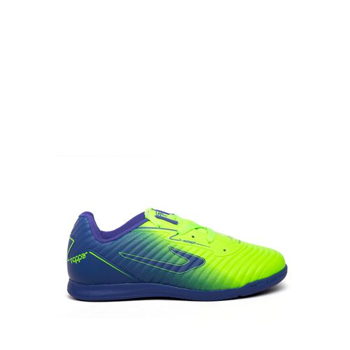 Chuteira Futsal Infantil Topper Forza II Azul e Verde Neon