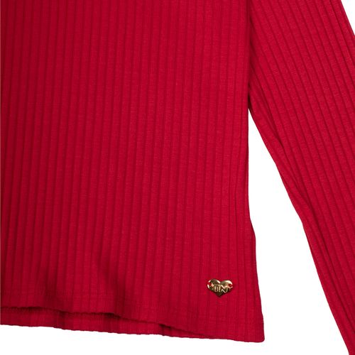 Blusa Infantil Rovitex de Manga Longa Básica Canelada Vermelha