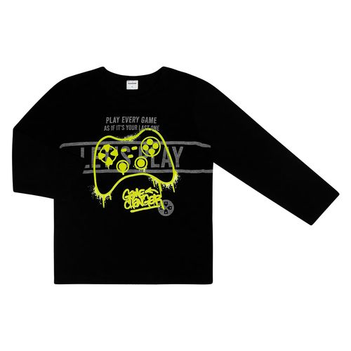 Camiseta Infantil Rovitex Game Changer Manga Longa Preto