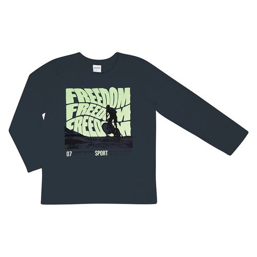 Camiseta Infantil Rovitex Freedom Manga Longa Cinza Escuro