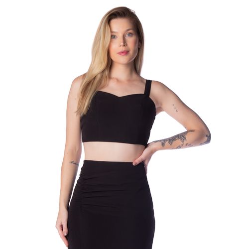 Cropped Feminino Nega Rio Decote Coração Preto