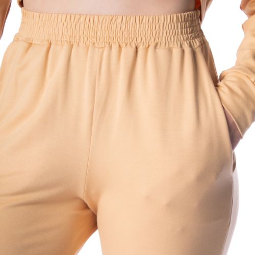 Calça Feminina Trilhos Urbanos Jogger em Moletinho Bege