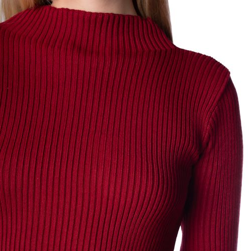Blusa Cropped Feminina Oliveira Malhas em Tricot Bordo