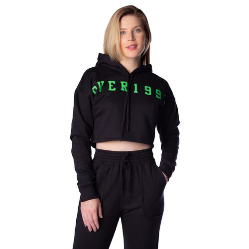 Blusão Cropped Feminino Over Surf com Capuz Preto