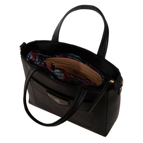 Bolsa Média Feminina Transversal Rafitthy com Bolso Frontal Preto