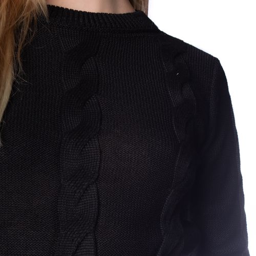 Blusa Cropped Feminina Oliveira Malhas em Tricot com Textura Preta