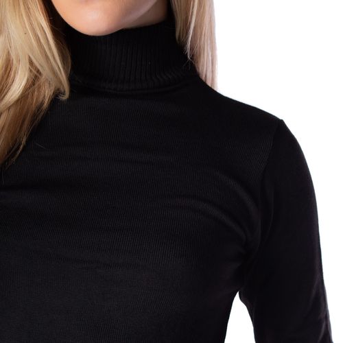 Blusa Básica Feminina Oliveira Malhas em Tricot com Gola Alta Preto