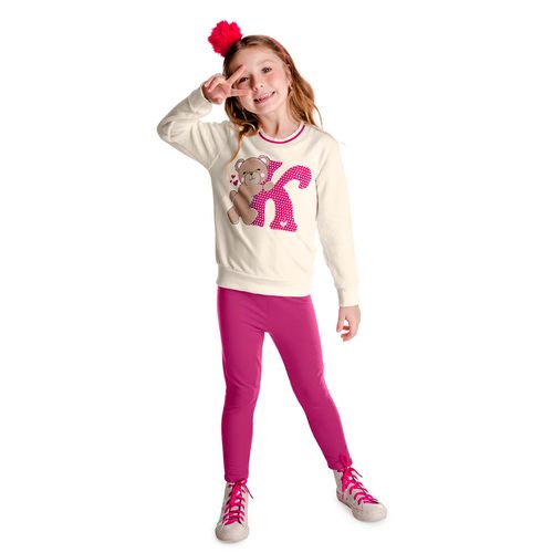 Conjunto Infantil Rovitex Moletom Ursinho Off White