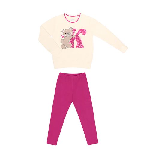 Conjunto Infantil Rovitex Moletom Ursinho Off White