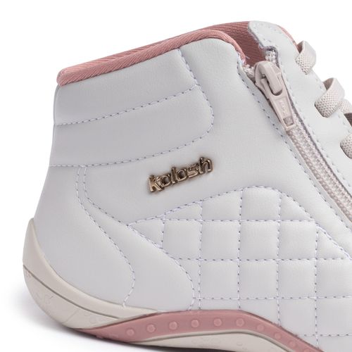 Tênis Feminino Kolosh de Cano Alto com Matelassê Gelo/rose