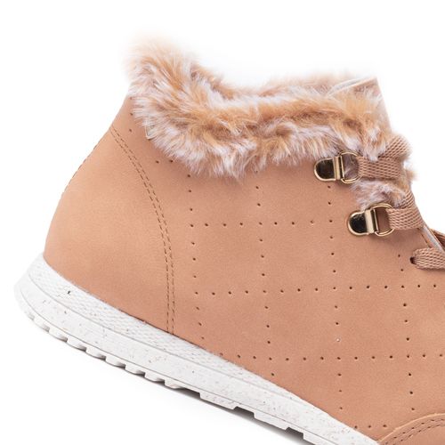 Tênis Feminino Mississipi Abotinado com Pelos Caramelo