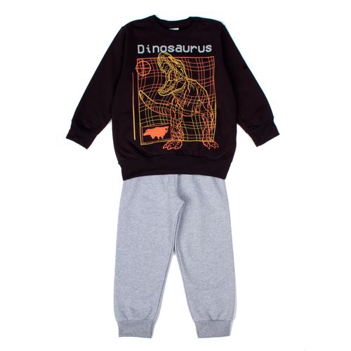 Conjunto Infantil Rovitex Moletom Dinosaurus Preto/cinza