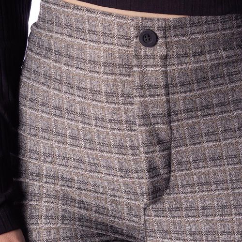 Calça Feminina Averzzy Xadrez Skinny Cinza