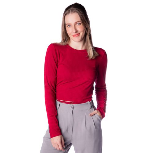 Blusa Cropped Feminina Averzzy Canelada com Amarração Bordô