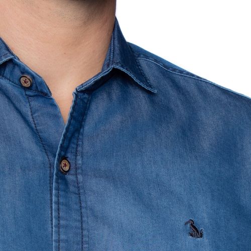 Camisa Jeans Masculina Amil Comfort Azul