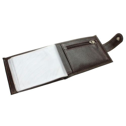 Carteira Masculina Fasolo de Couro com Botão H016033 Marrom Escuro