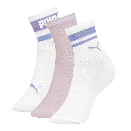 Kit com 3 Pares de Meias Infantil Puma de Cano Longo Branco/lilás