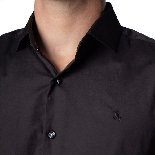 Camisa Masculina Amil Slim Sandes Algodão Preto