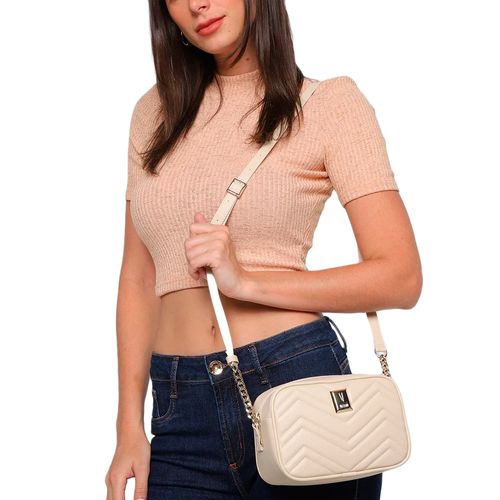 Bolsa Feminina Vizzano Matelassê Transversal Off White