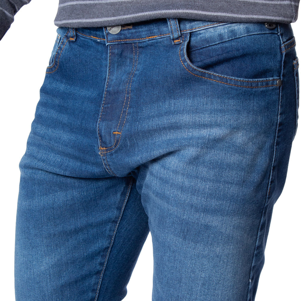 Calça Jeans Masculina Gangster Skinny Destroyed Azul