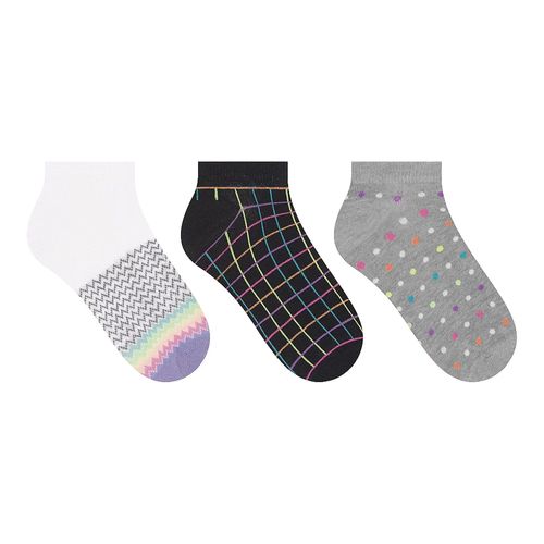Kit c/ 3 Pares de Meias Femininas Selene Cano Curto Be Yourself Branco/preto
