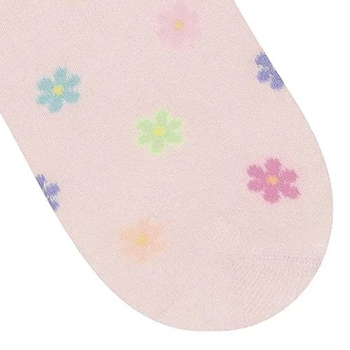 Meia Infantil Selene Cano Médio Floral Rosa Claro