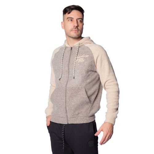 Casaco Masculino Nicoboco Peluciado com Capuz Cinza/bege