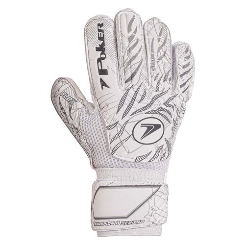 Luva de Goleiro Poker Champion 8 Semi Profissional Multiterreno Branco/cinza