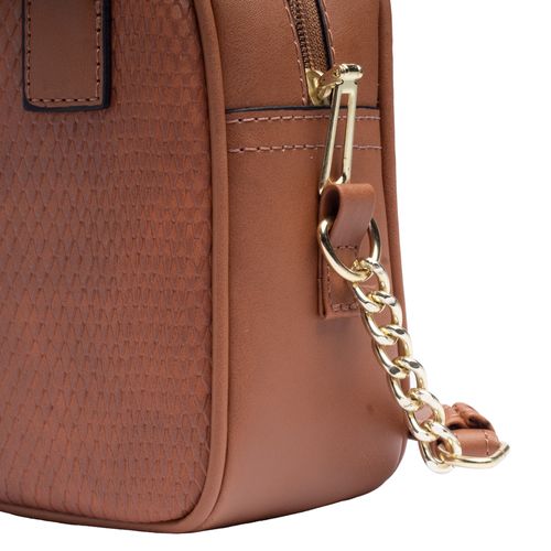 Bolsa Feminina Rafitthy Transversal Snake Pequena Marrom Claro
