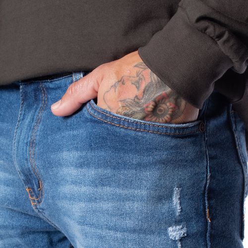 Calça Jeans Masculina Dixie Skinny com Puídos Azul